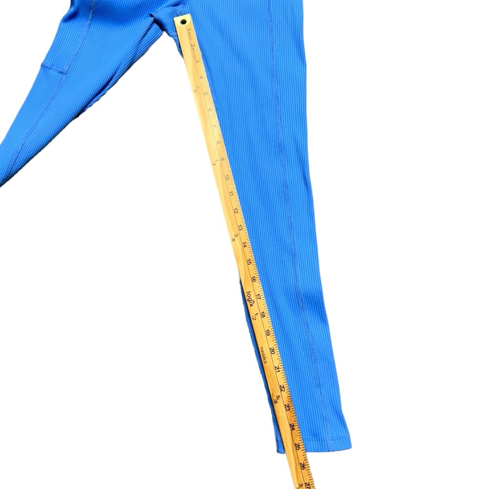 Year Of Ours Ribbed Pocket Leggings Womens Size Large High Waisted Blue Athletic - Picture 5 of 10